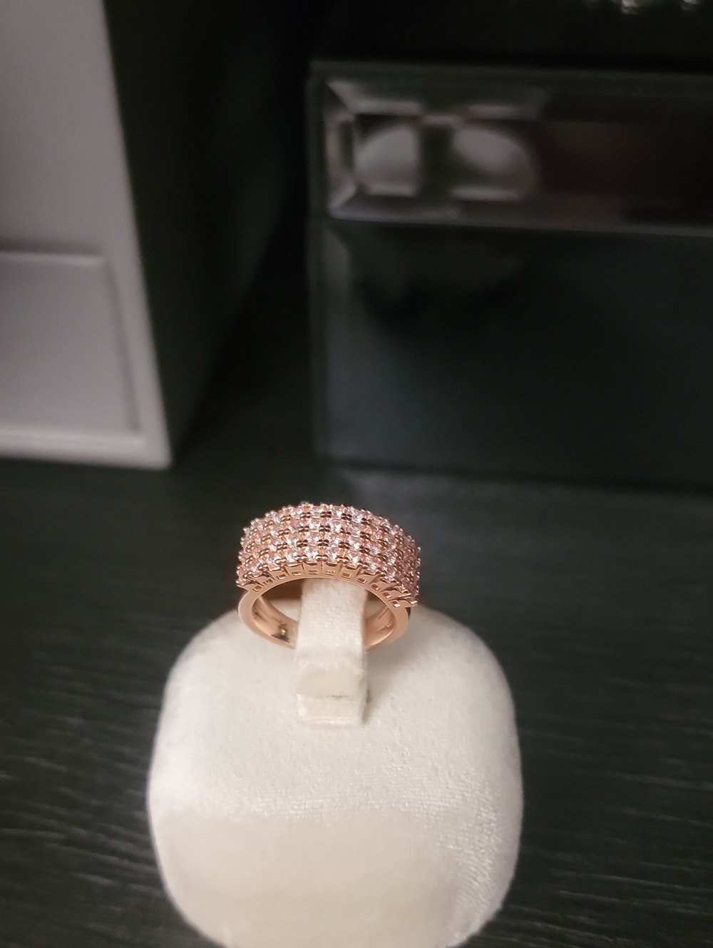Rose Gold Pavé Multi-Row Crystal Statement Ring - Women Jewelry
